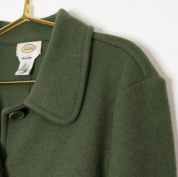 Talbots Medium Olive Green Wool & Alpaca Blend Long Sleeve Button‎ Down Jacket - Picture 2 of 10